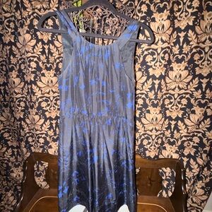 J. Crew Black and Blue Midi Dress